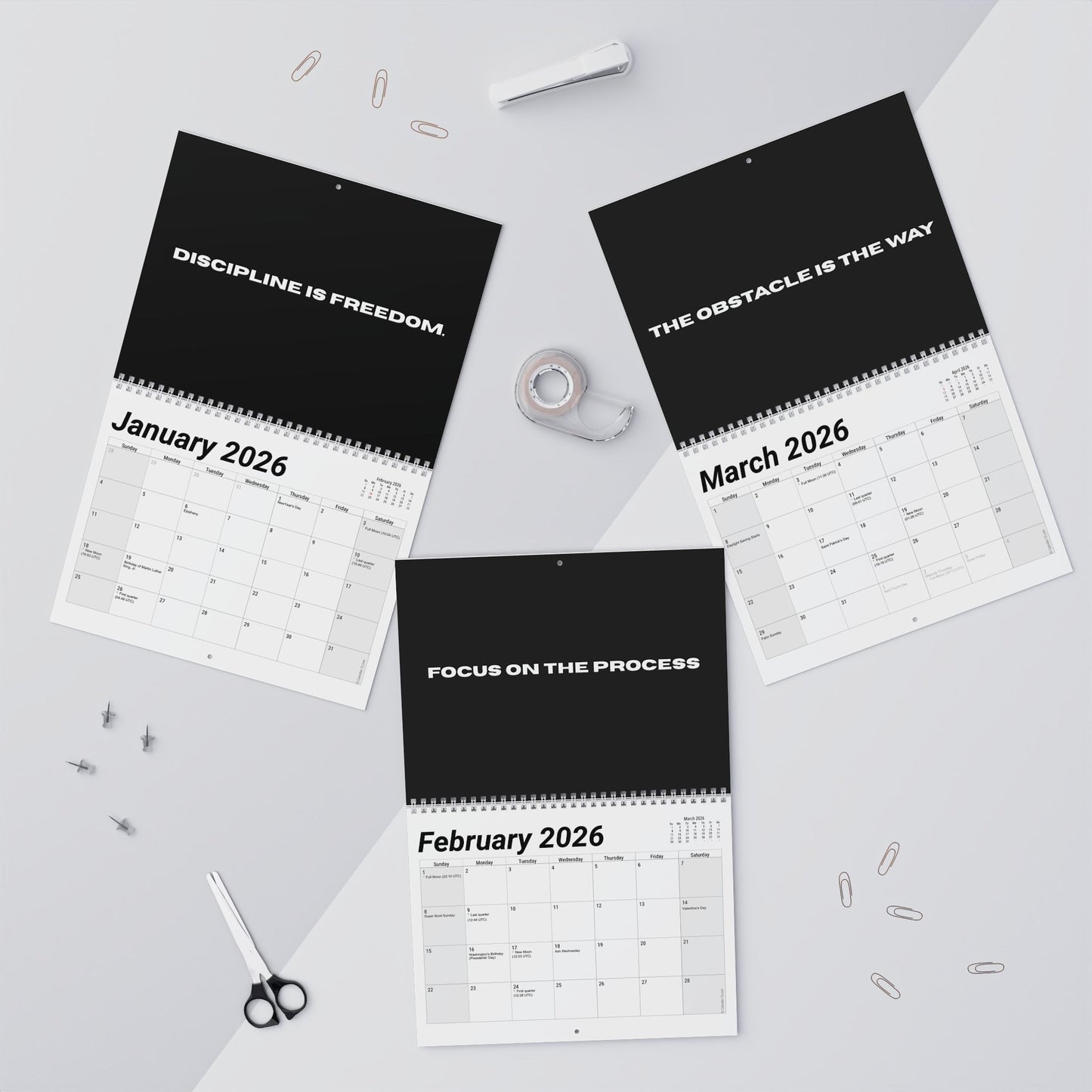 Discipline Is Freedom Wall Calendar – Monthly 2026 Motivational Planner